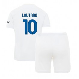 Inter Milan Lautaro Martinez #10 Uit tenue Kids 2023-24 Korte Mouw (+ Korte broeken)
