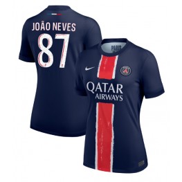 Paris Saint-Germain Joao Neves #87 Thuis tenue Dames 2024-25 Korte Mouw