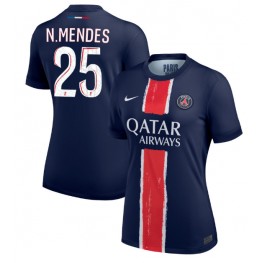 Paris Saint-Germain Nuno Mendes #25 Thuis tenue Dames 2024-25 Korte Mouw