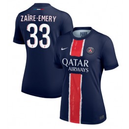 Paris Saint-Germain Warren Zaire-Emery #33 Thuis tenue Dames 2024-25 Korte Mouw